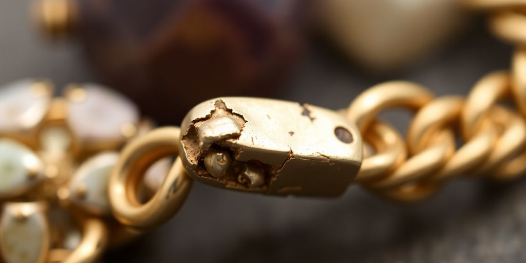 Fermoir endommagé d'un bijou en or