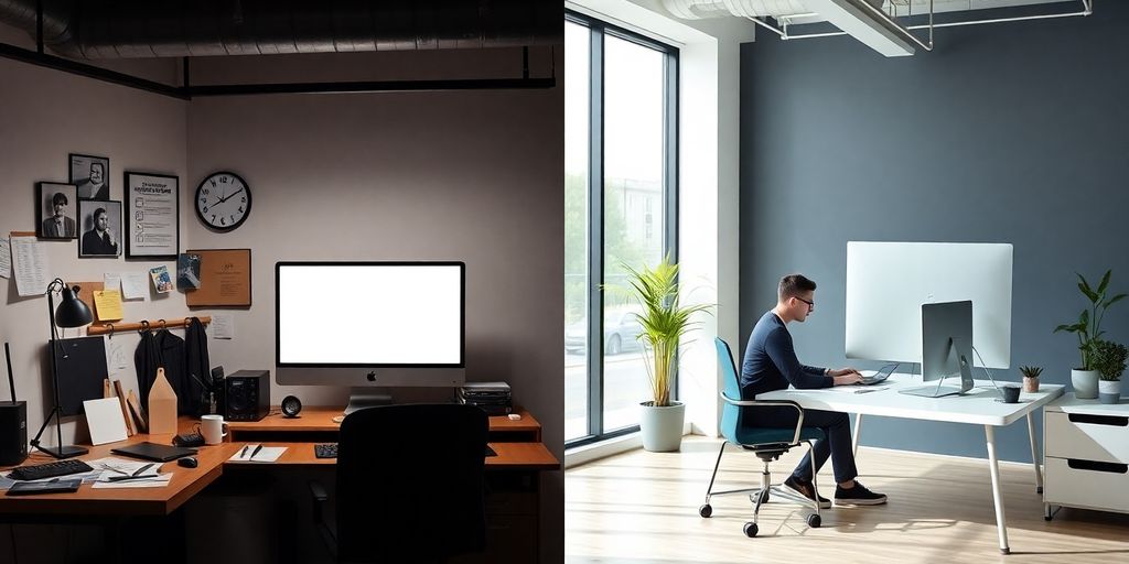 Contrast of DIY and professional website design environments.