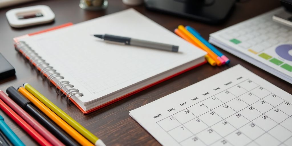 Person planning yearly goals with colorful markers.