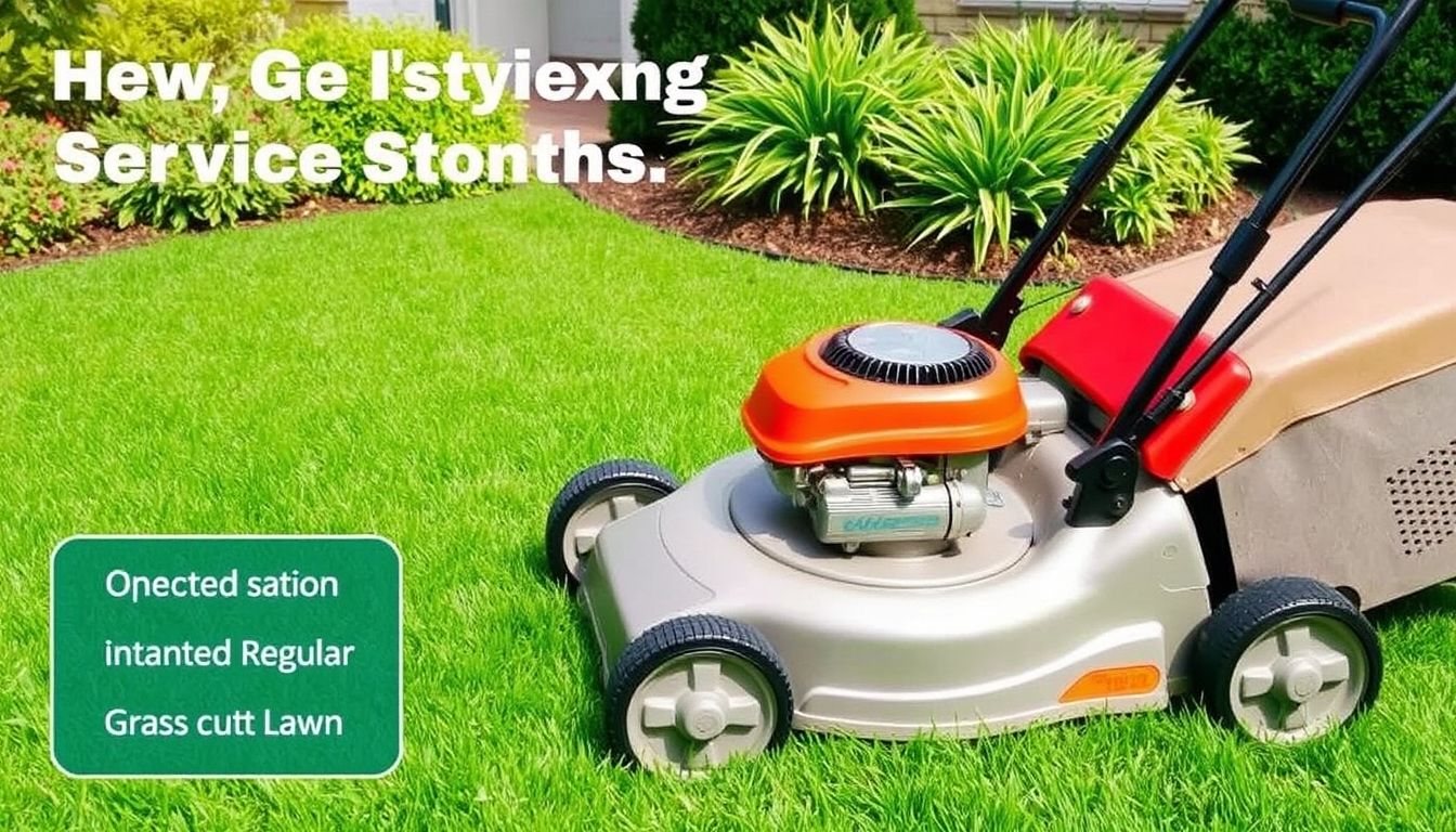 Lawnmower cutting well-maintained grass