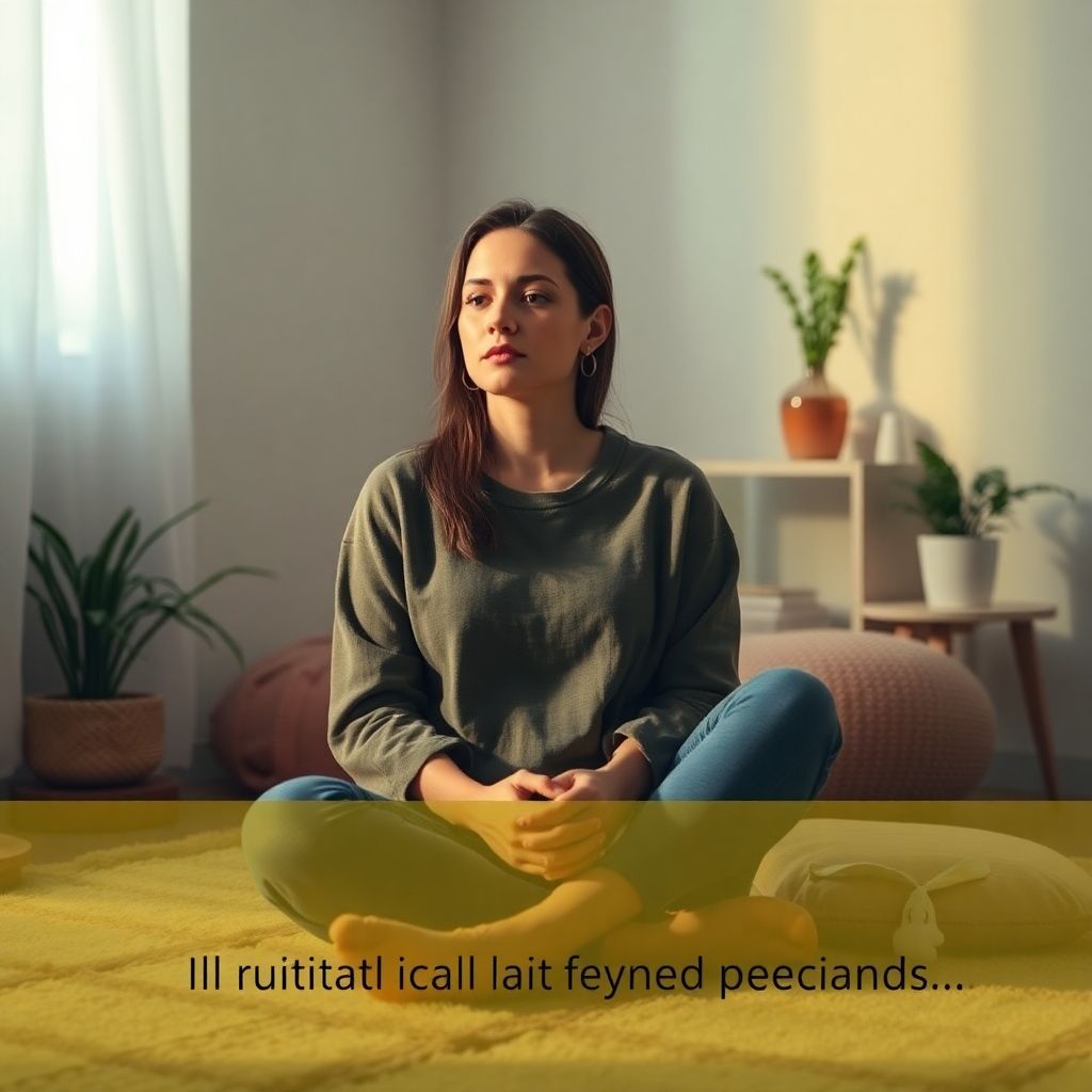 A serene woman in a cozy, calming room.