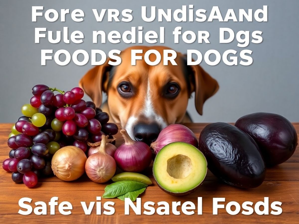 Dog looking at forbidden fruits and vegetables.