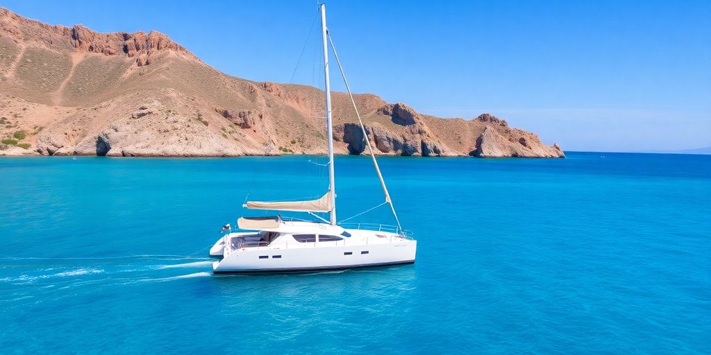 Catamaran sailing Sardinia turquoise waters