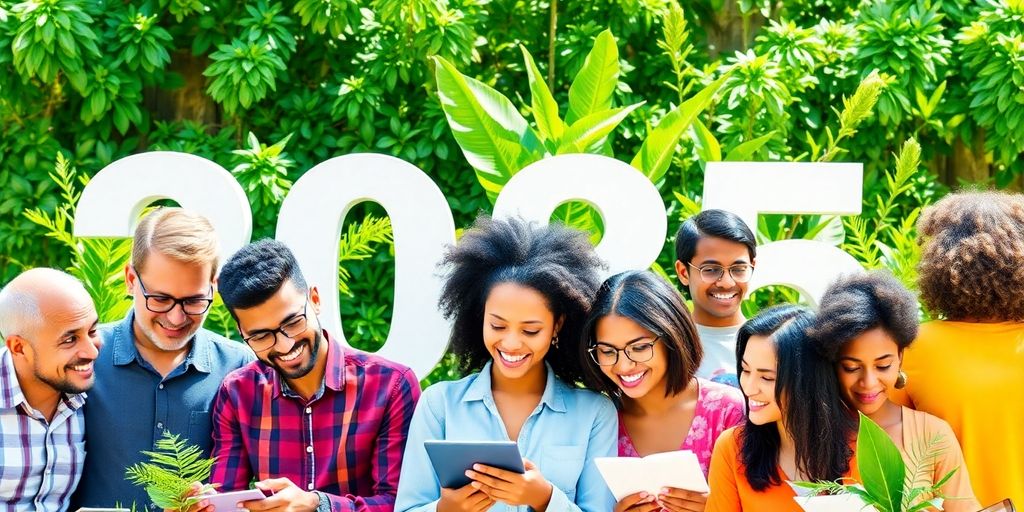 Grupo diversificado investindo em um ambiente natural.