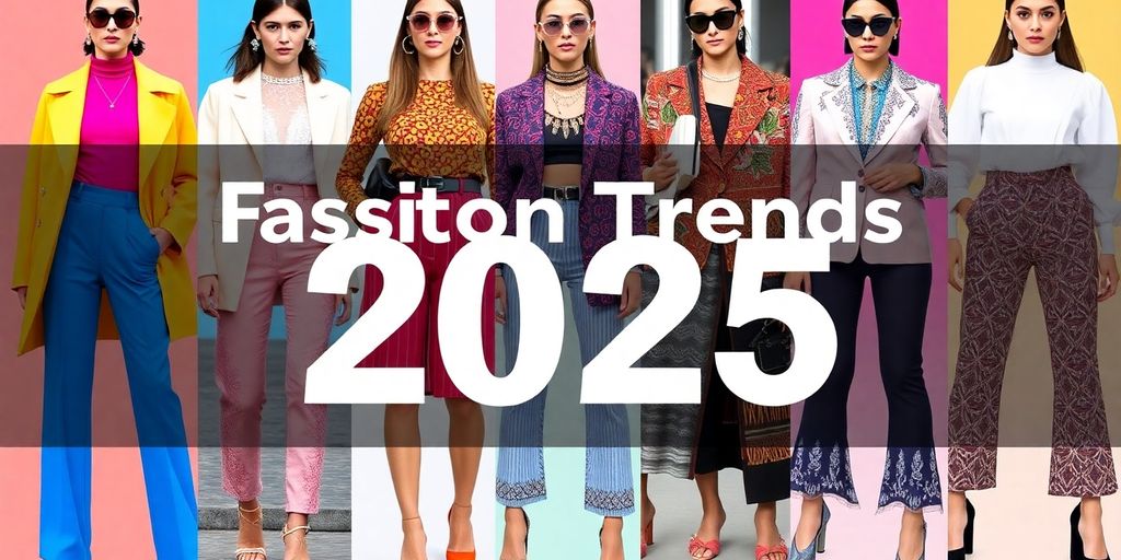 Vibrante Mode und Accessoires für 2025 in bunten Mustern.