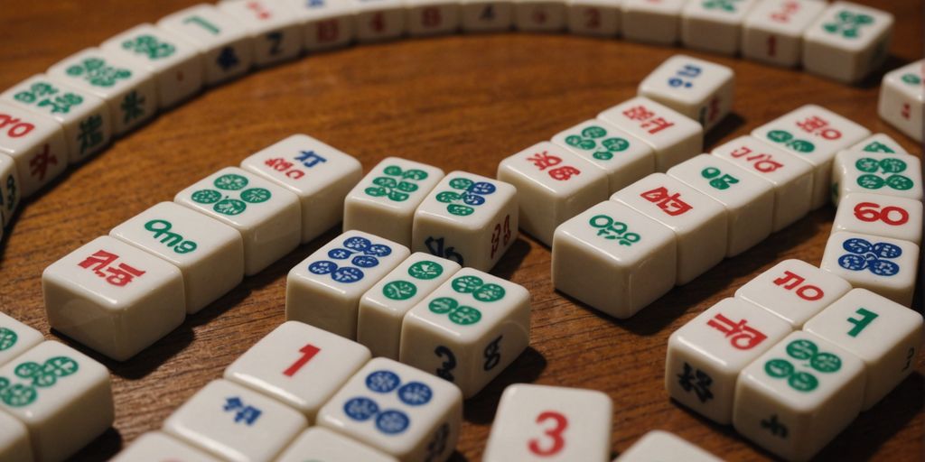 Mahjong tiles with numbers in a semi-circle.