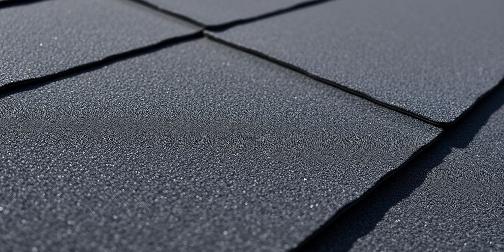 Bitumen dakbedekking in detail, zwart en textuur.