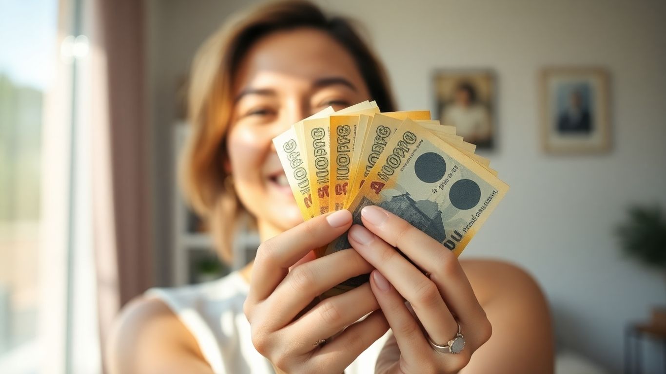 Australian dollars and a happy person