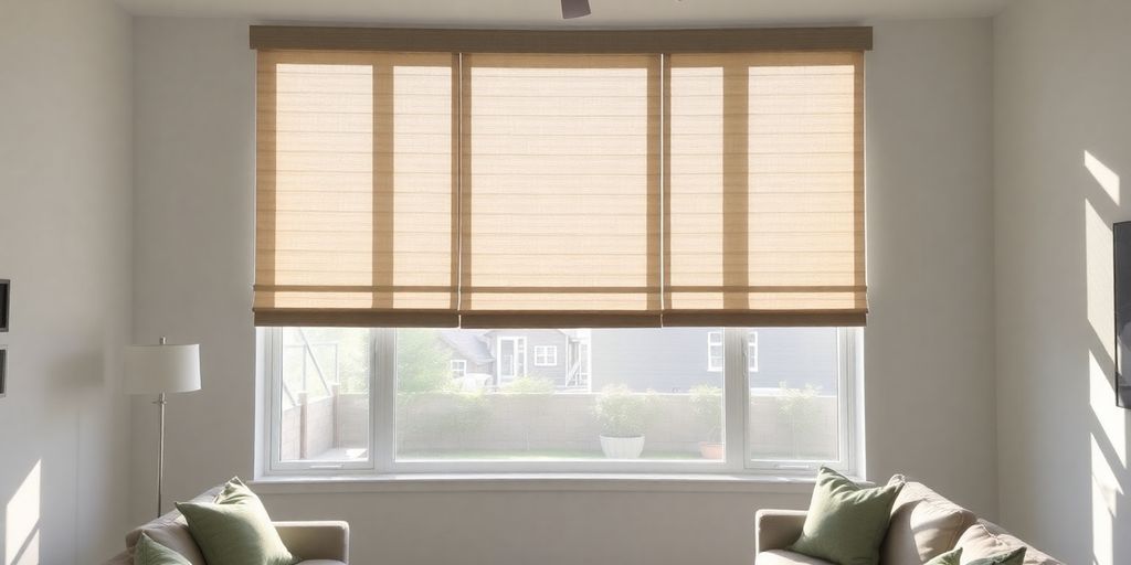 Bali smart sun shades on a window.