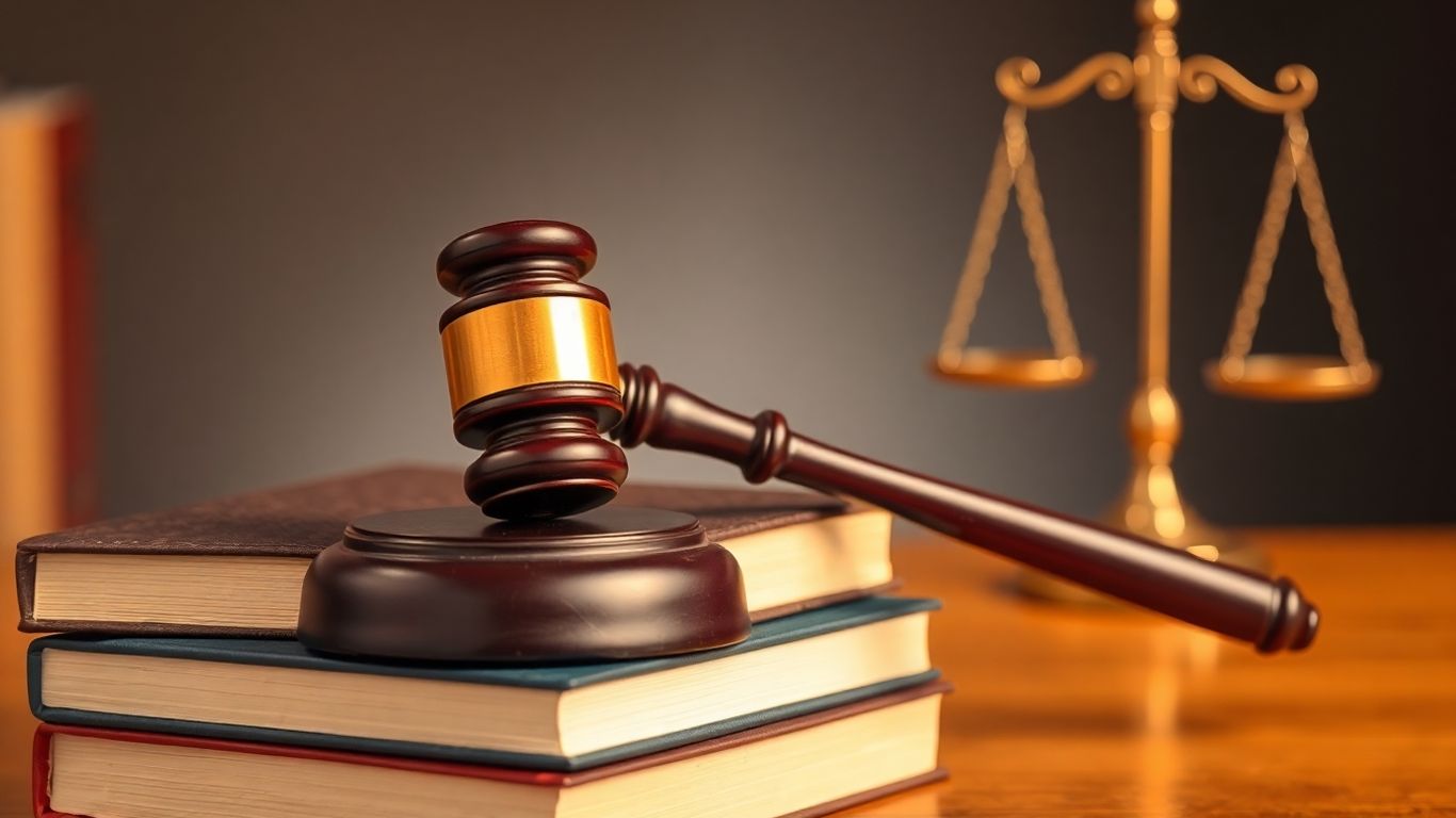 Gavel and law books with scales of justice.