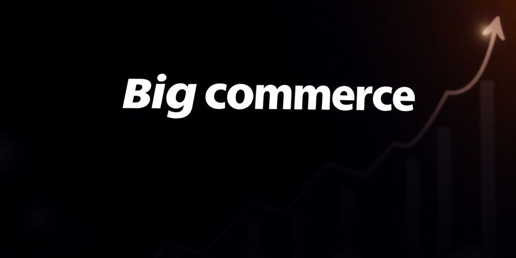 BigCommerce logo with upward financial growth.