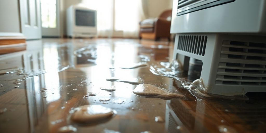 Wet interior surfaces needing water removal after flooding.