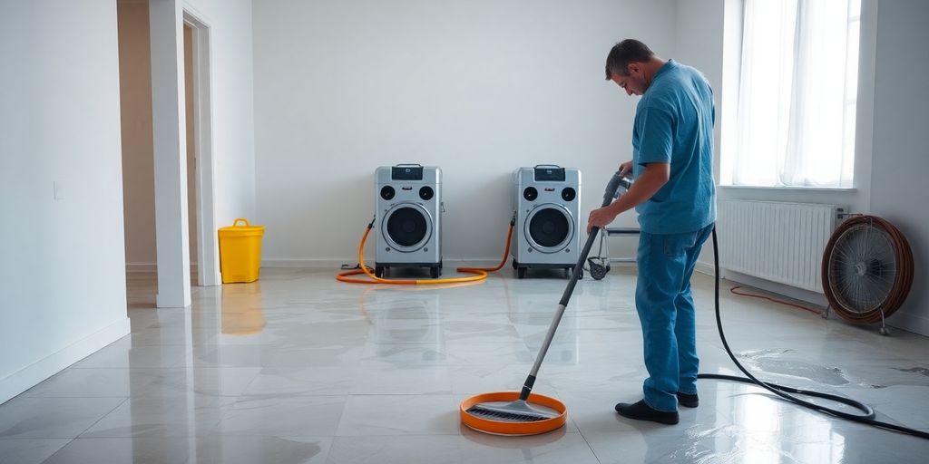 Professional water cleanup in action after home damage.