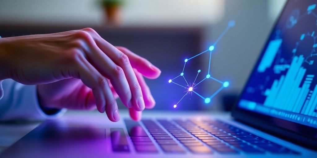 AI assisting a person with a computer.
