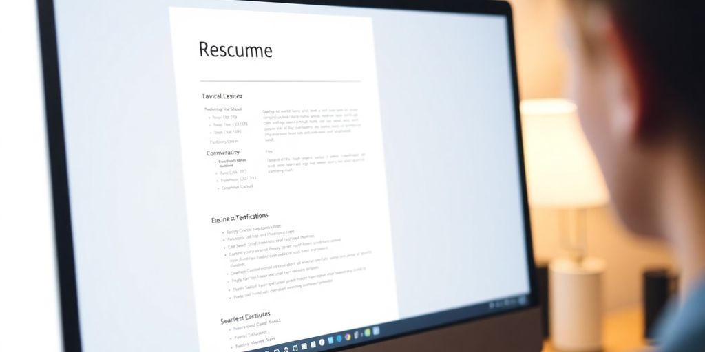 Clean resume template displayed on screen.