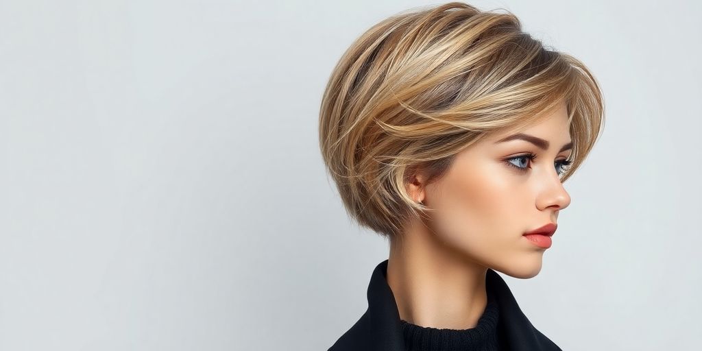 Mädchen mit stylischem Kurzhaarschnitt in natürlicher Umgebung.