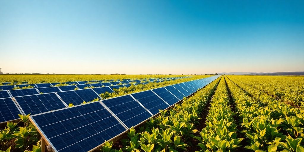Panneau solaire dans champ agricole