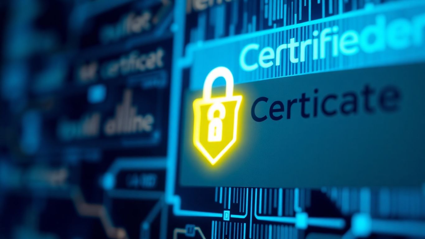 Certificat numérique sécurisé avec lumière bleue