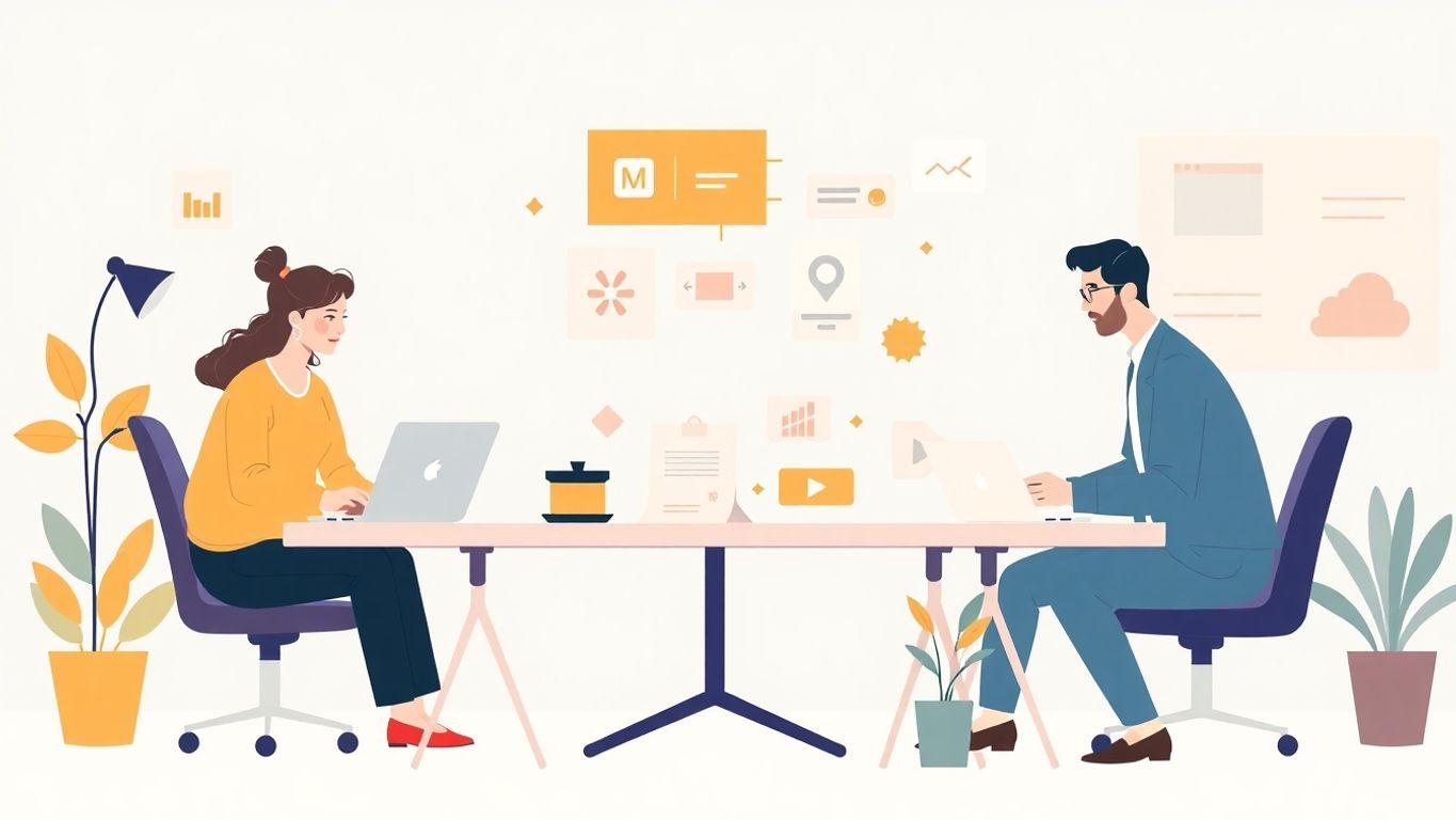 Grafiske designere samarbeider om merkevarebygging.