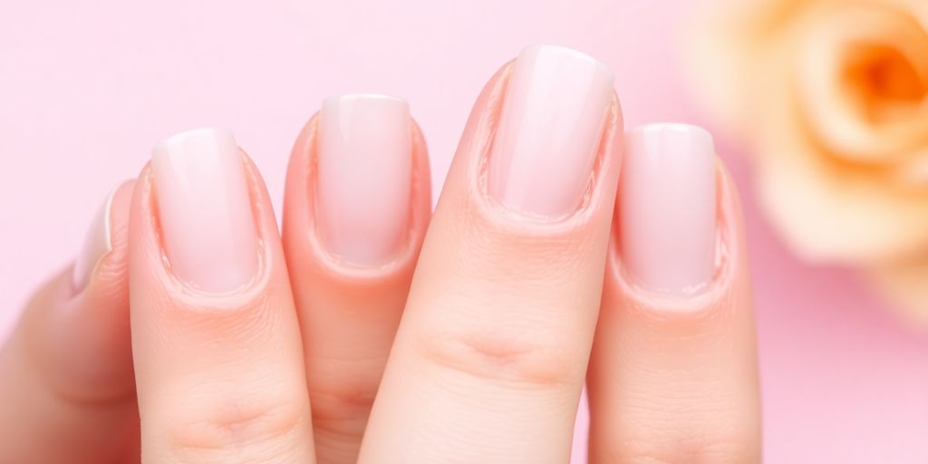 Unhas saudáveis e bem cuidadas em fundo suave.