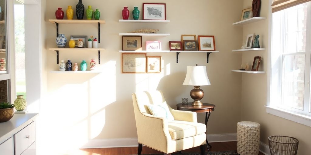 Cozy room with HomeGoods decor items.