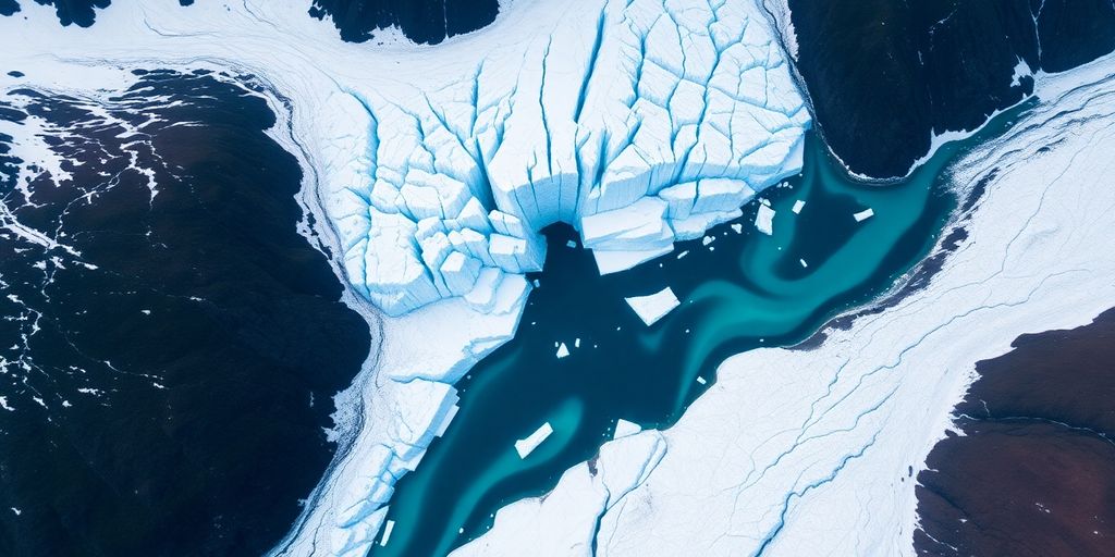 Vue aérienne du glacier de Svartisen en Norvège.