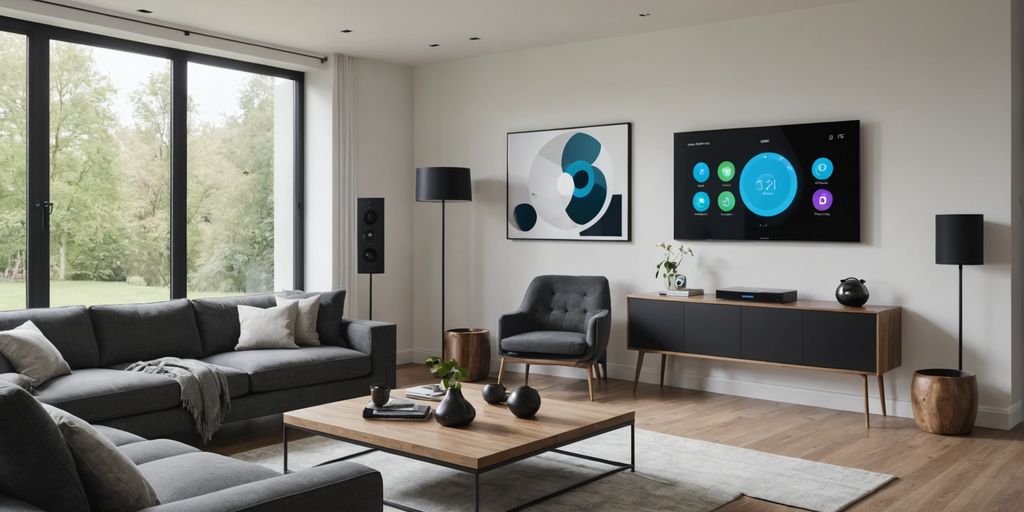 Living room with integrated smart home devices