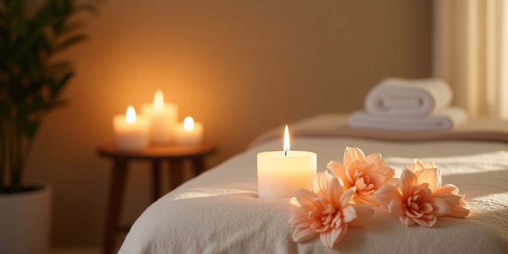 Yoni masajı için huzurlu bir spa ortamı.