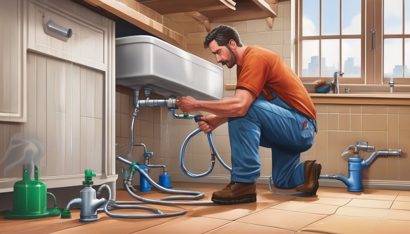 person fixing a leaky pipe at home