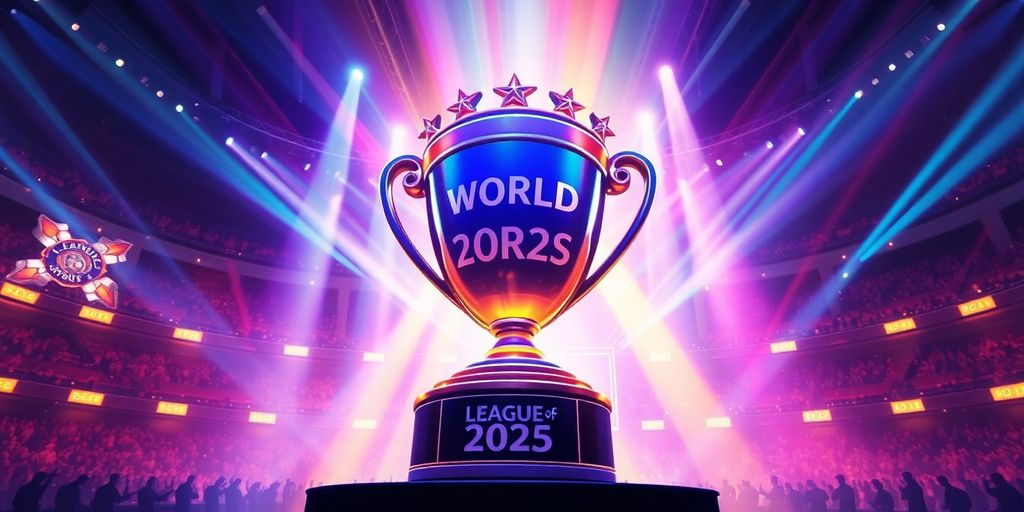 League of Legends championship trophy illuminated.