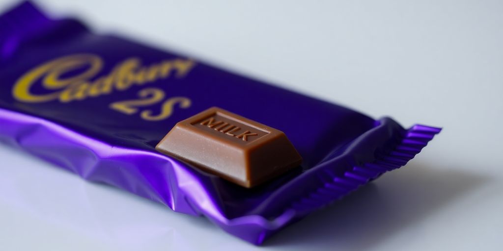 Delicious Cadbury chocolate bar with purple wrapper.