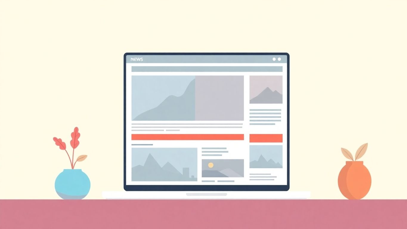 Illustrasjon av nyhetsnettsted med annonser