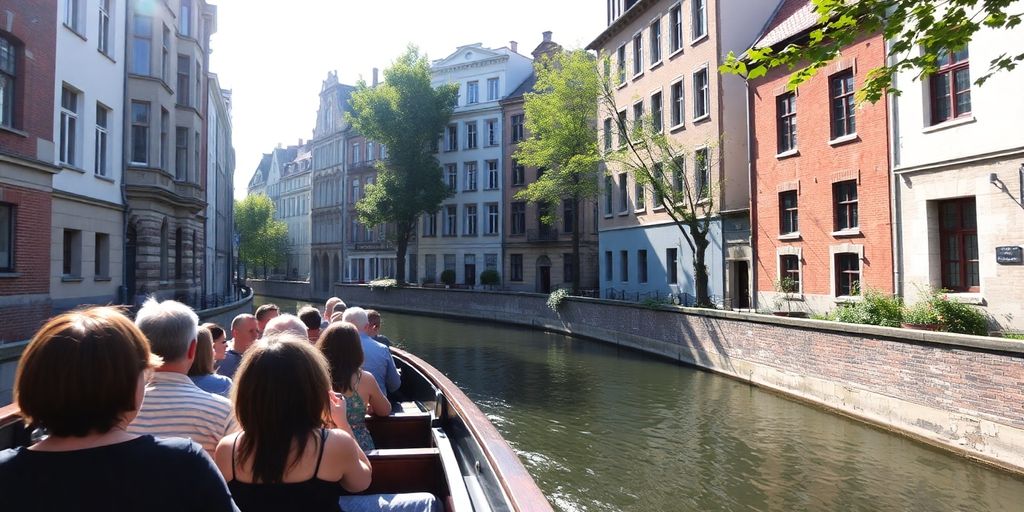 Historische gebouwen langs waterweg
