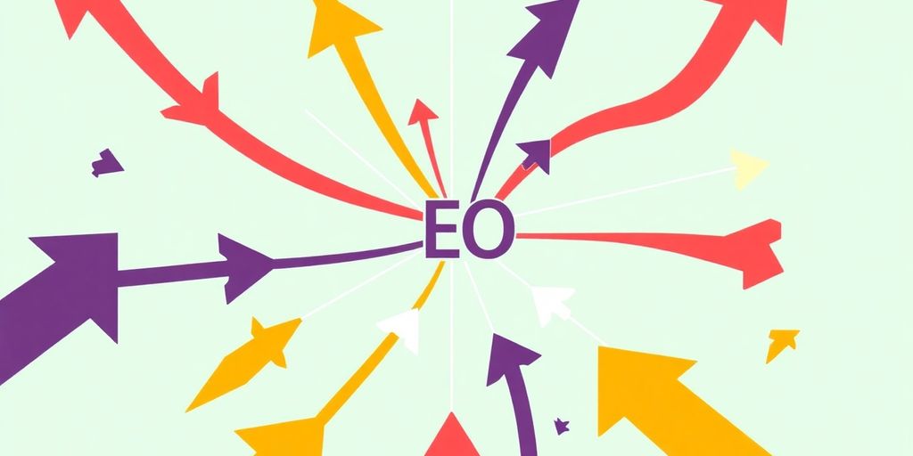 Interconnected arrows illustrating linking strategies for SEO.