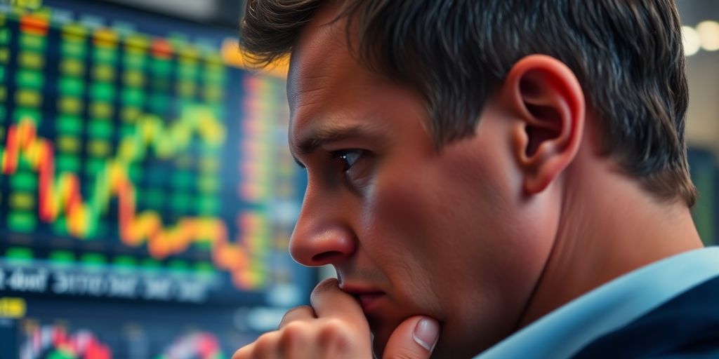 Trader analyzing options data with focused expression.