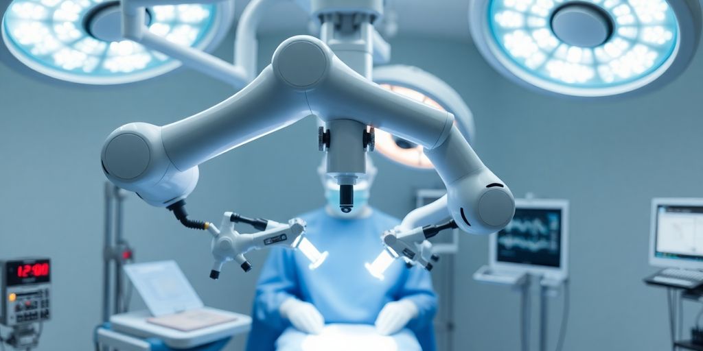 Robotic surgical system in a modern operating room.