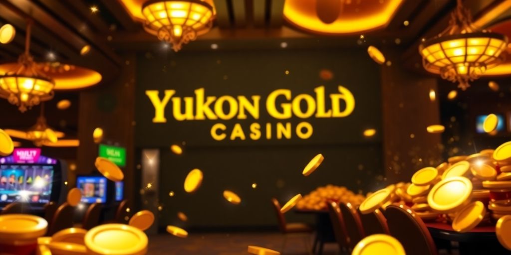 Logo du Casino Yukon Gold avec un fond doré.