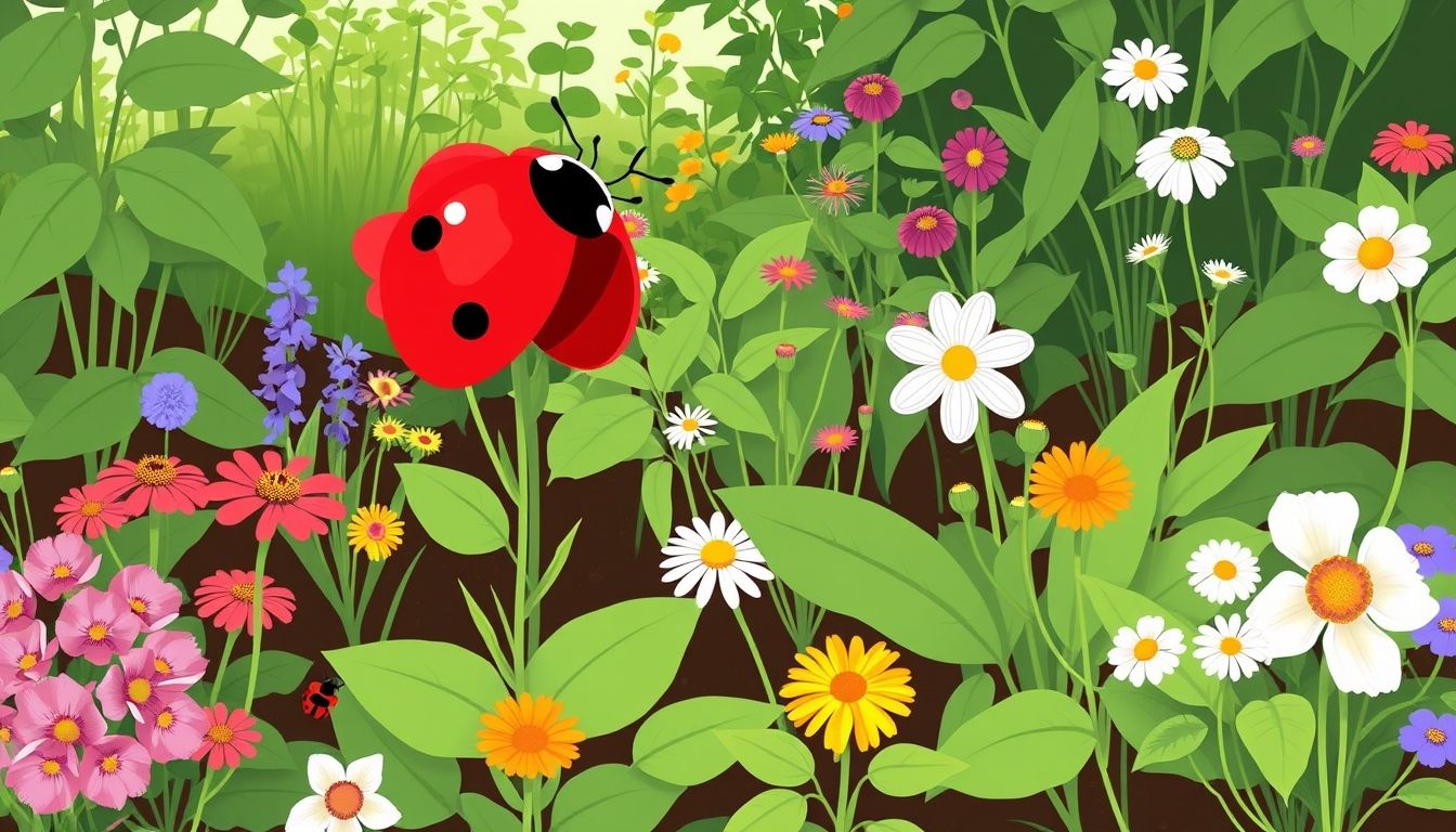 Illustrative garden with natural pest control.