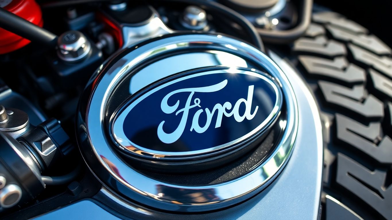 Ford car emblem with auto parts