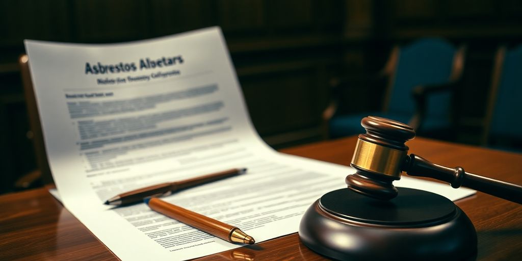 Courtroom scene with gavel and empty chair.