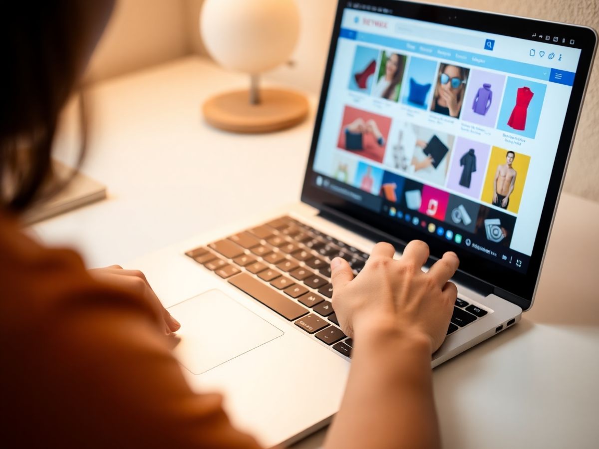Laptop afișând un magazin online de succes.