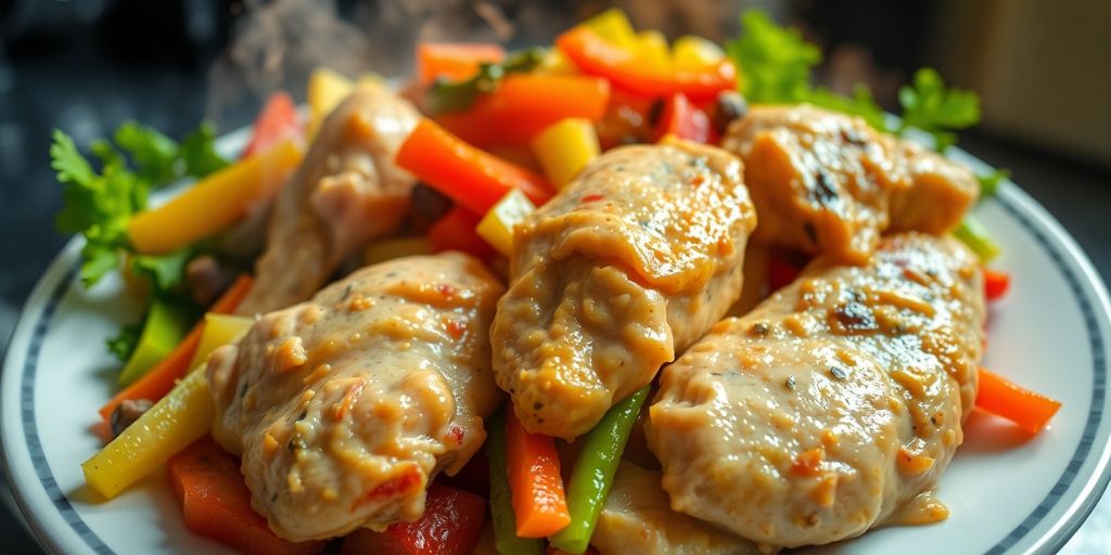 A delicious, colorful stir-fry dish in a pan.