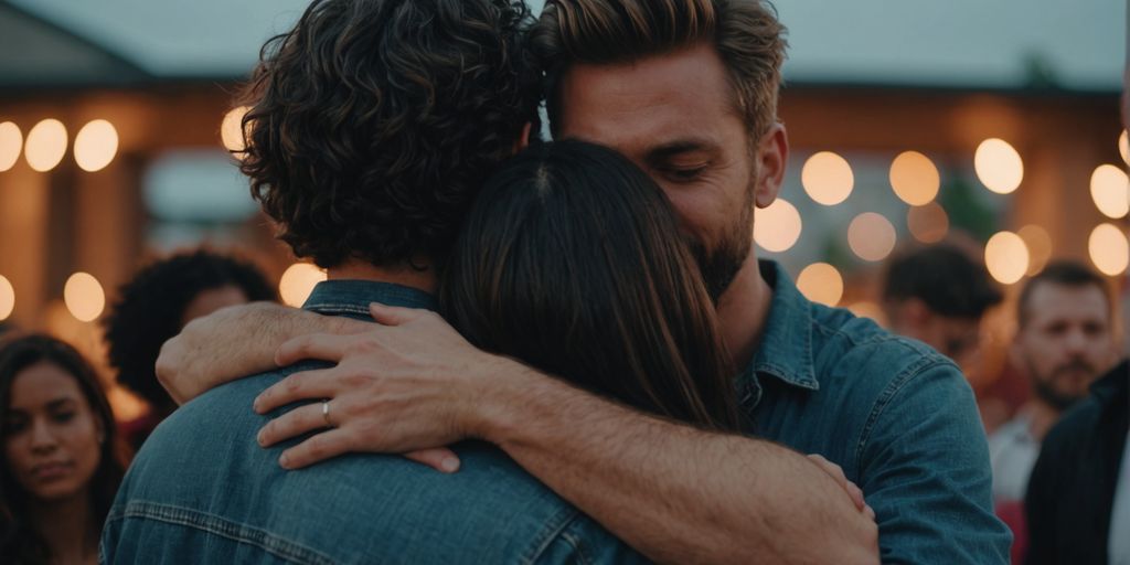 Group of people hugging, representing polyamory.