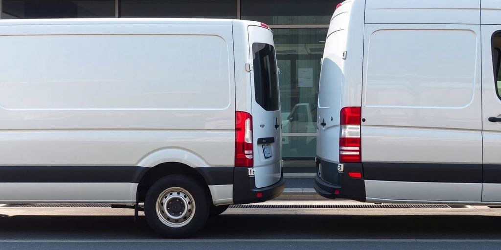 Side view of two vans with different wheelbases.