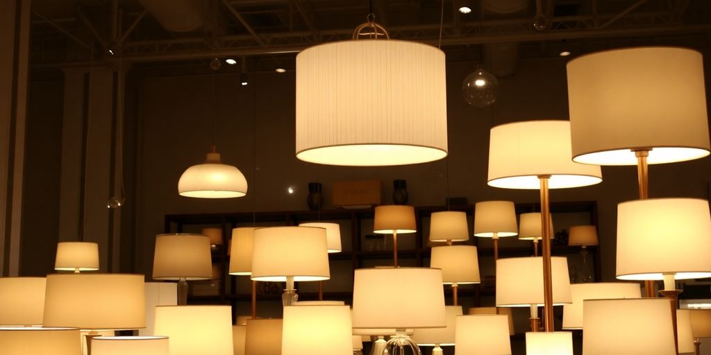 Luxurious lamps casting warm, inviting glows in a stylish showroom.
