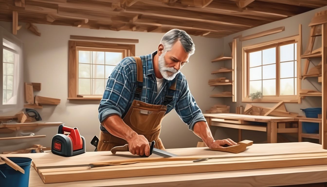 carpenter working on home project with quality tools and materials