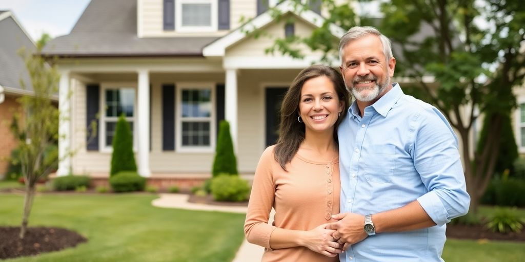 Couple looking at a house with a VA loan.