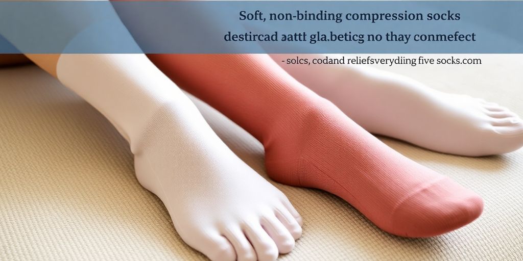 Soft non-binding compression socks in various colors on display.