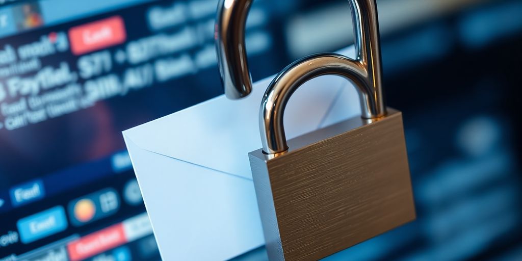 Padlock protecting a digital envelope.
