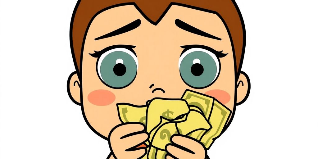 Person holding cash, looking worried.